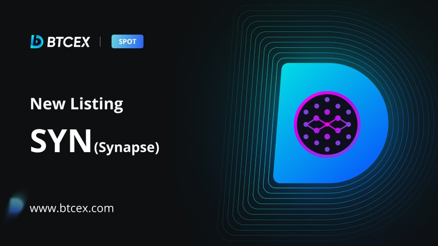 BTCEX sẽ ra mắt giao dịch Spot $SYN (Synapse）
@SynapseProtocol

Cặp giao dịch: SYN/USDT
Nạp & Giao dịch lúc 16:00 ngày 11/4/2022

Thêm thông tin tại 👉 support.btcex.com/hc/en-us/artic…

#SYN #BTCEX #SPOTtrading #assettransfers