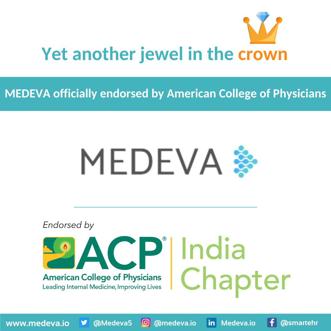 Medeva5's tweet photo. We are proud to announce that #MEDEVA has the distinction of being the only #EMR platform ever endorsed by ACP. https://t.co/16Xd5j5BJD