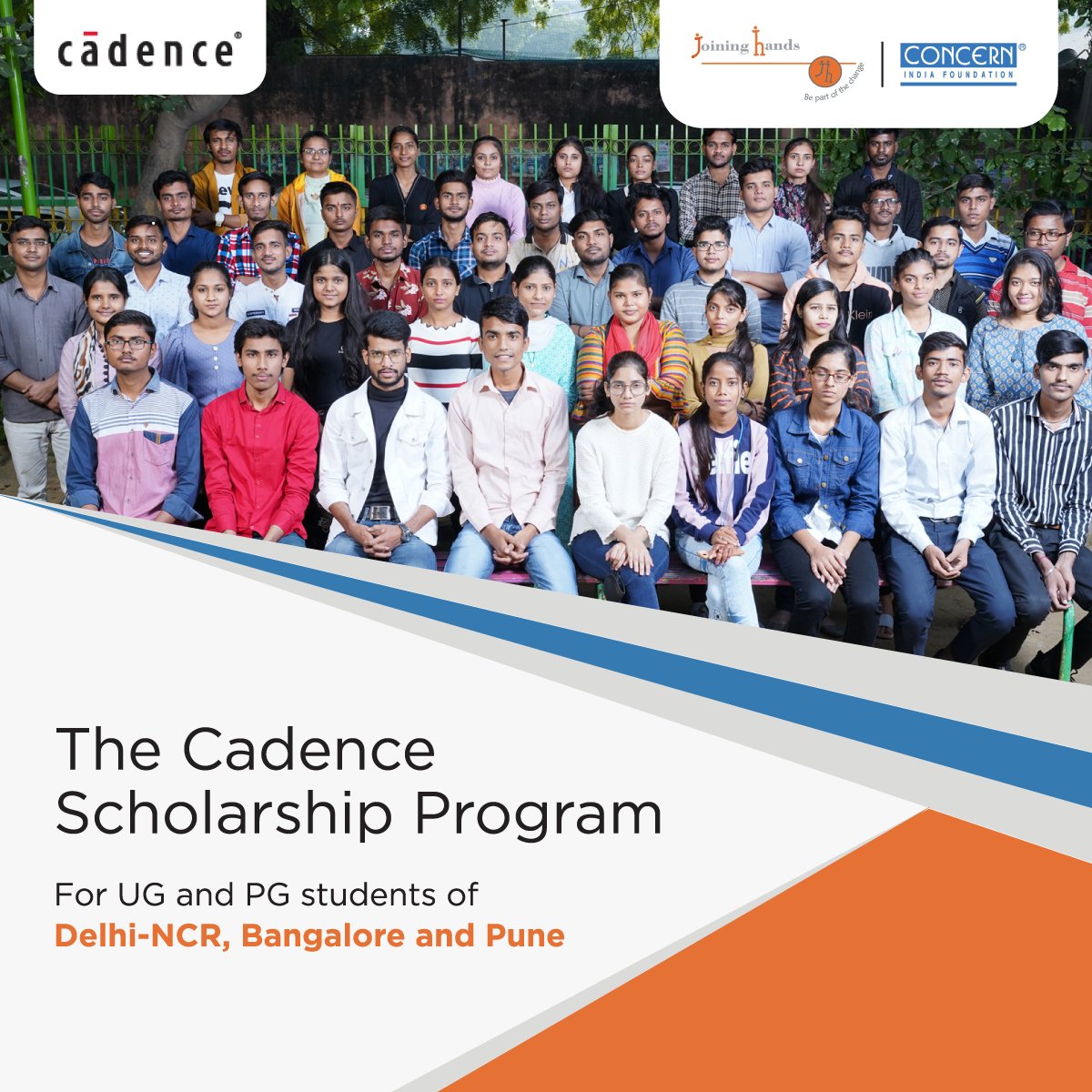 Buddy4Study's tweet image. Joining Hands, in partnership with the Concern India Foundation, has launched the Cadence Scholarship Program for students from Delhi-NCR, Bangalore and Pune who are willing to pursue UG or PG courses. Know more b4s.in/a/tt_TCSP2_202… #Scholarships