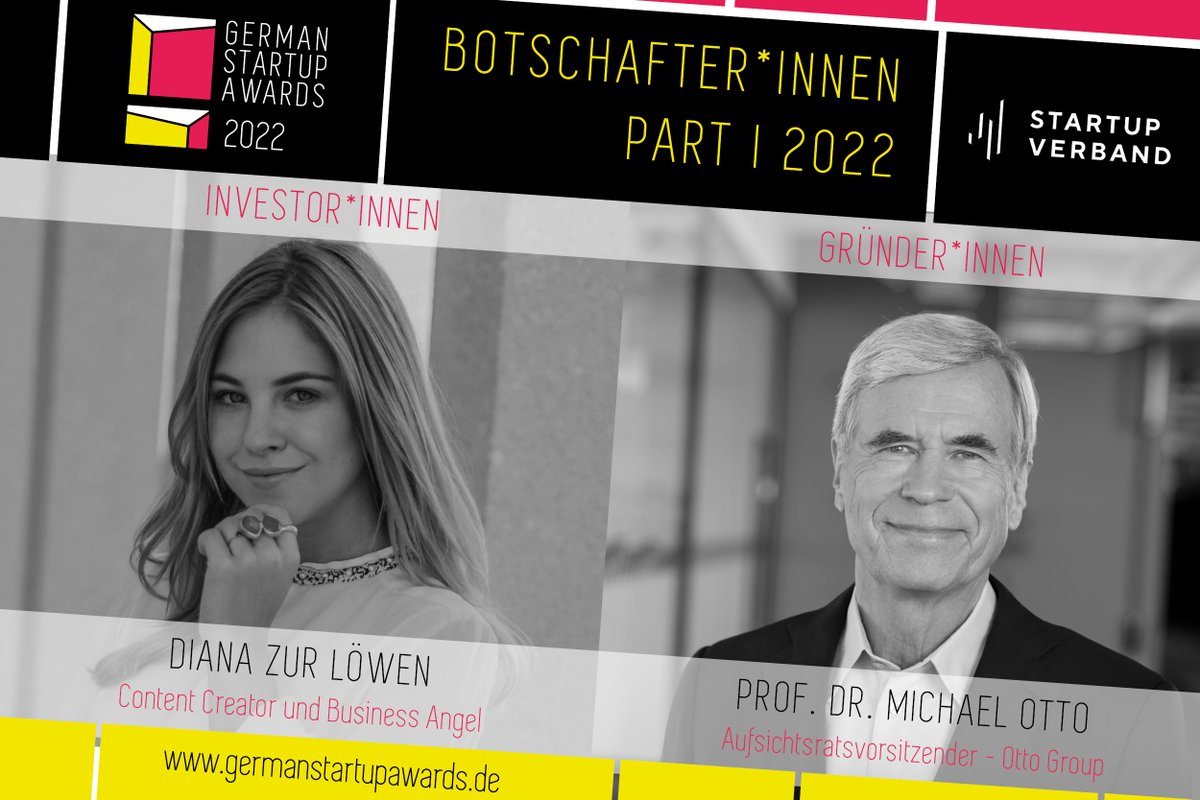Ein besonderer Moment: Herausragenden Persönlichkeiten auf der Bühne einen German Startup Award zu überreichen! 🏆 

Es ist uns eine Ehre, dafür bei den #GSA22 unter anderem <a href="/DianazurLoewen/">Diana zur Löwen</a> und Michael Otto, Aufsichtsratsvorsitzender von <a href="/otto_de/">OTTO</a> gewonnen zu haben!