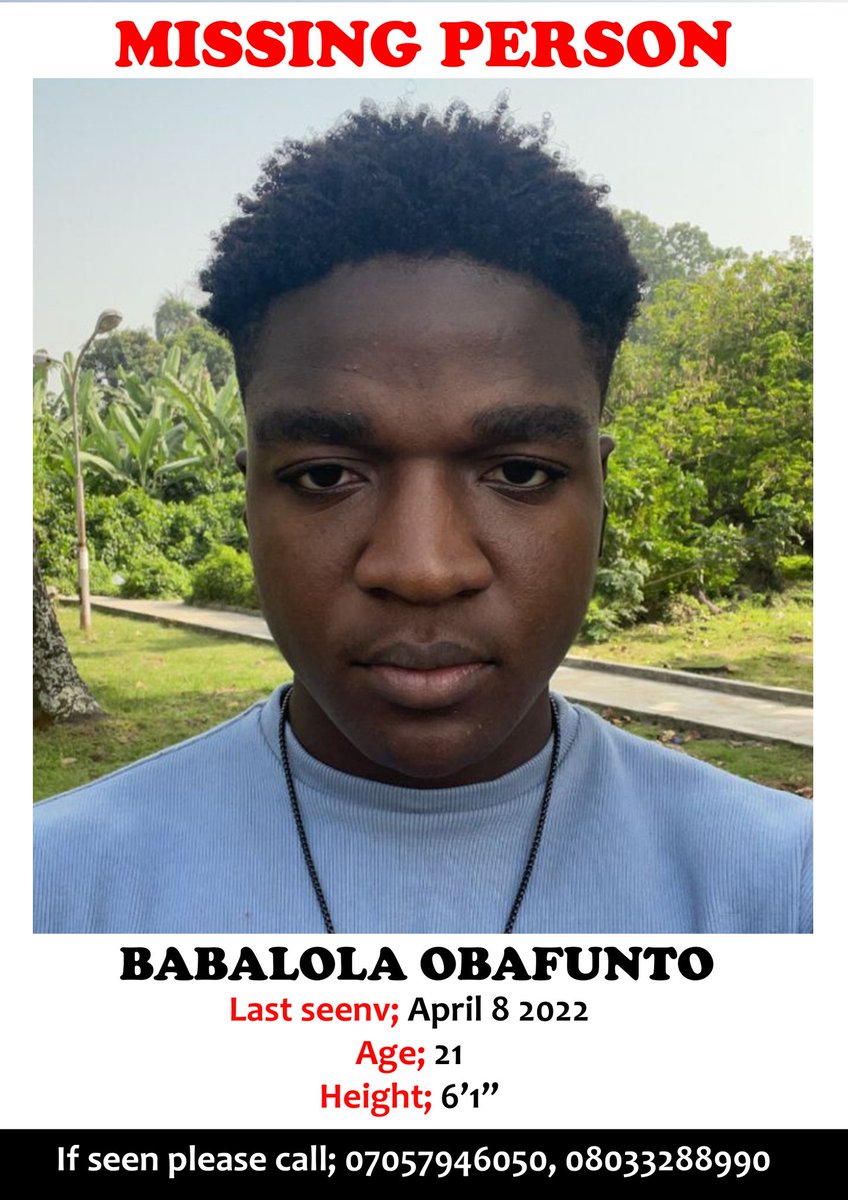 archi_unilag's tweet photo. He is still missing, please retweet when you see this on your TL❗❗❗❗❗

Help us #FindOba https://t.co/9CQ6dbyPfC
