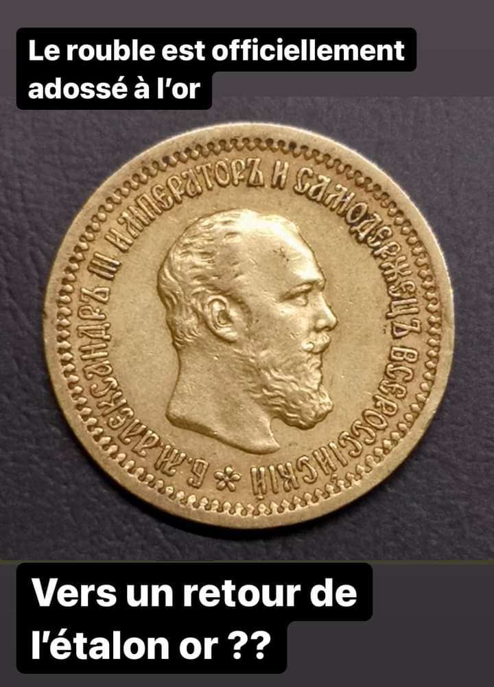 Abicheick_block's tweet photo. Thread : 1) 

C'est officiel ! La banque centrale russe annonce que le rouble est lié à l'or ! 5000 roubles par gramme. https://t.co/vnTf6azeg6