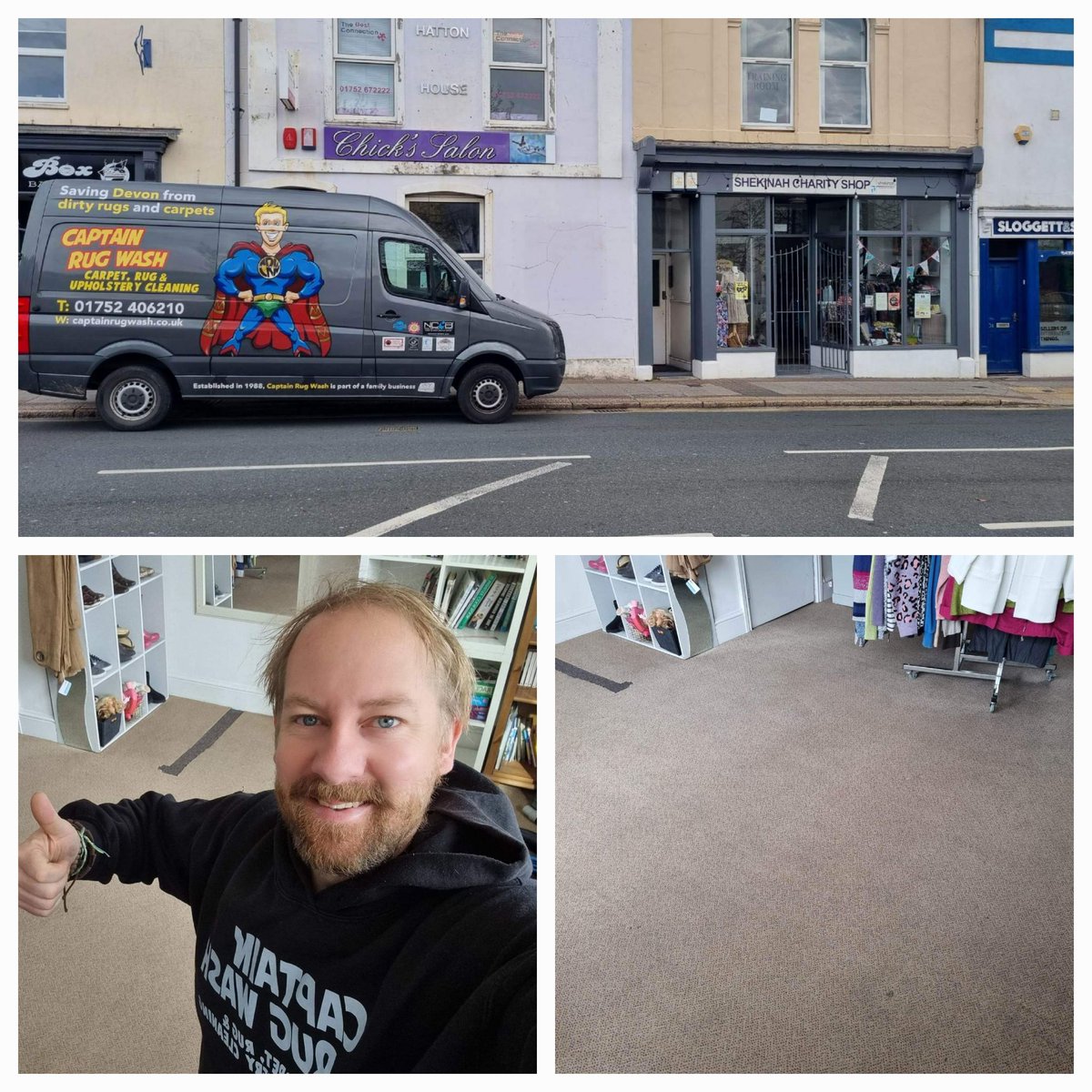 Massive thank you to <a href="/PlymStoneCare/">Captain Rug Wash Stone Cleaning</a> <a href="/CaptainRugWash/">Andi Hill</a> for donating his time to make our Shekinah Charity Shop Union St carpet look like new this morning.