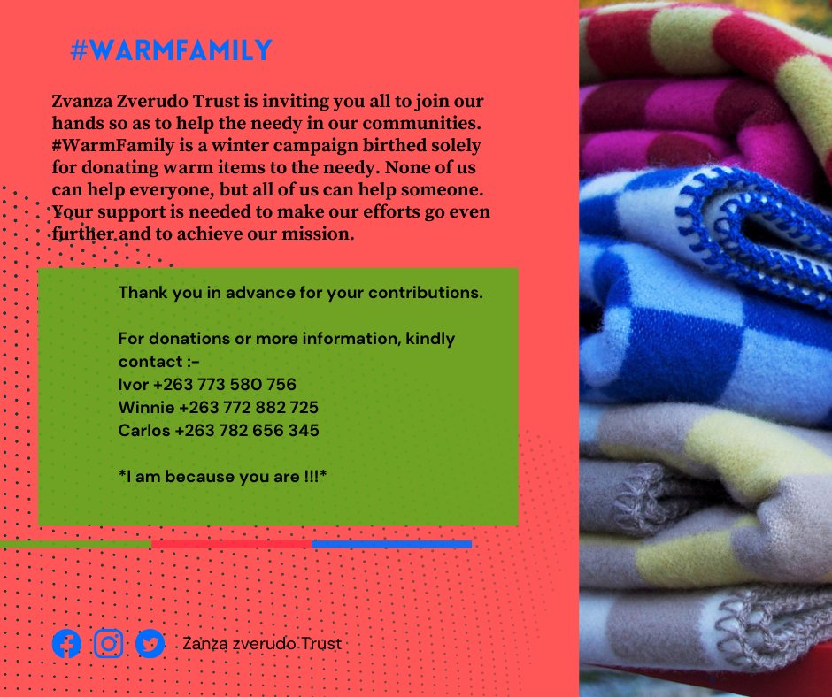 #Warmfamily lets work together to give what we can to those who can not afford, to keep warm this winter