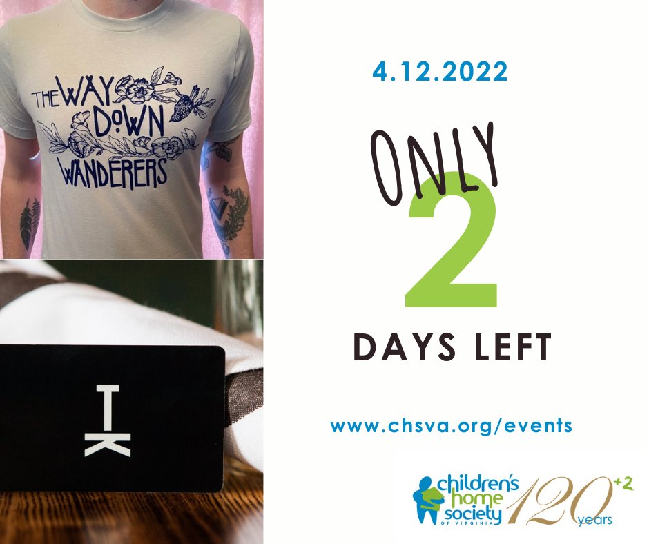 Children's Home Society of Virginia (@chsvirginia) on Twitter photo Purchase your ticket to our event at <a href="/MainLineRva/">Main Line Brewery</a> on May 12th by midnight tomorrow night and you'll be entered to win a $50 gift card for <a href="/tazzakitchen/">Tazza Kitchen</a> or purchase your streaming ticket and you'll be entered to win a shirt from <a href="/WayDownWanderer/">Way Down Wanderers</a>
chsva.org/events
#rva Purchase your ticket to our event at <a href="/MainLineRva/">Main Line Brewery</a> on May 12th by midnight tomorrow night and you'll be entered to win a $50 gift card for <a href="/tazzakitchen/">Tazza Kitchen</a> or purchase your streaming ticket and you'll be entered to win a shirt from <a href="/WayDownWanderer/">Way Down Wanderers</a>
chsva.org/events
#rva
