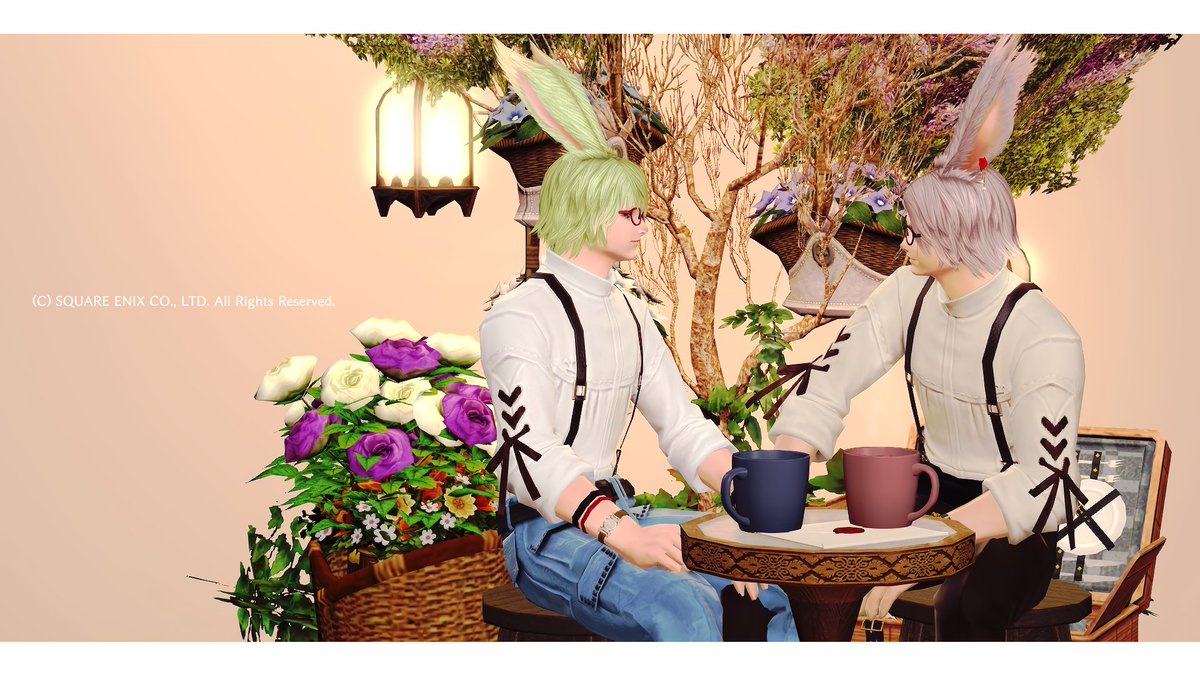 Lalafellnomitai's tweet photo. ヴィネット風スタジオでうさうさ兄弟してきた時のss🐰
#studioCorin #FF14 https://t.co/9M0XH8DB1P