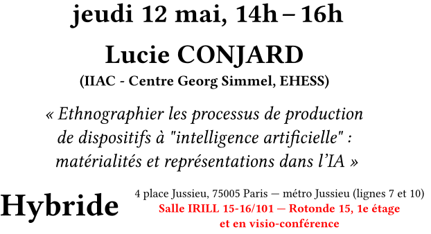 SemCodesSources's tweet photo. Prochaine séance du séminaire le 12 mai prochain, sur l'IA. Venez nombreux⋅ses !

#IA https://t.co/qb72RgflJo