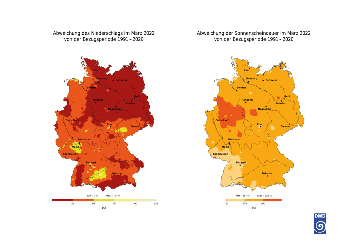 DWD_klima's tweet photo. Sonnigster und einer der trockensten Märzmonate seit Beginn der Messungen. Die Ausgabe März des Monatlichen #Klimastatus Deutschland ist online!
https://t.co/KJMfWv9Lfb https://t.co/dP7zLhweZQ