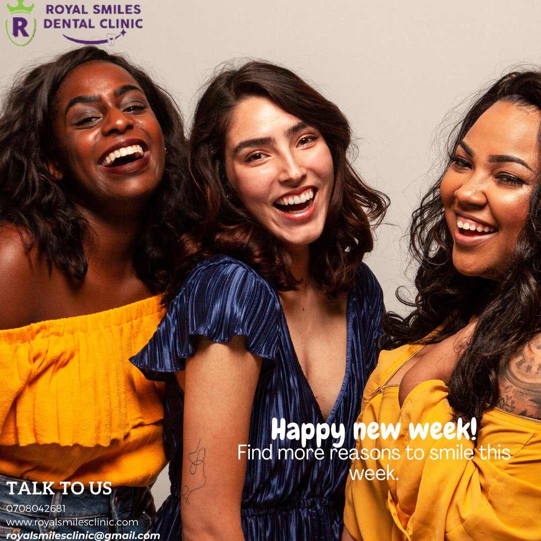 Happy new week to you✨!

We challenge you to smile more this week and see how much happier your life becomes.

Also if you need help fixing that smile ,you know who to ask.......Royal Smiles Dental Clinic.

Talk to us:
0708042681
#premiumdentalcare