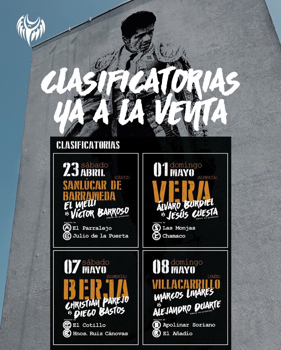 👉🏼 𝗬𝗔 𝗔 𝗟𝗔 𝗩𝗘𝗡𝗧𝗔 𝗟𝗔𝗦 𝗘𝗡𝗧𝗥𝗔𝗗𝗔𝗦 𝗗𝗘 𝗟𝗔𝗦 𝗖𝗟𝗔𝗦𝗜𝗙𝗜𝗖𝗔𝗧𝗢𝗥𝗜𝗔𝗦

🔸23 ABRIL- SANLÚCAR DE BARRAMEDA.

🔸1 MAYO - VERA

🔸7 MAYO - BERJA

🔸8 MAYO - VILLACARRILLO 

🎟 ¡𝗖𝗢𝗠𝗣𝗥𝗔 𝗧𝗨 𝗘𝗡𝗧𝗥𝗔𝗗𝗔 en el siguiente link! 👉🏼bacantix.com/Entradas/Defau…