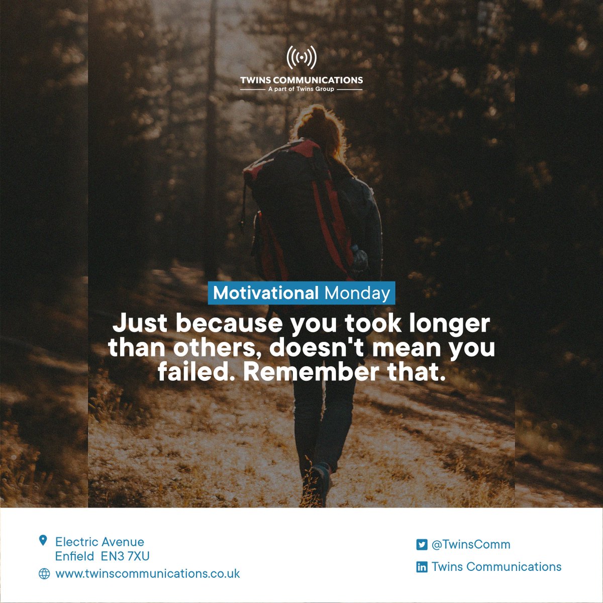 TwinsComm's tweet photo. The race is long but worth it. Just because you took longer than others doesn't mean you failed 

#twins #communications #yougotthis #nevergiveuponyourdreams #followyourheart #motivationmonday #quotes #ukbusinesses #businesslistings #getfoundonline #getfoundongoogle https://t.co/cuQ8AGZZZW