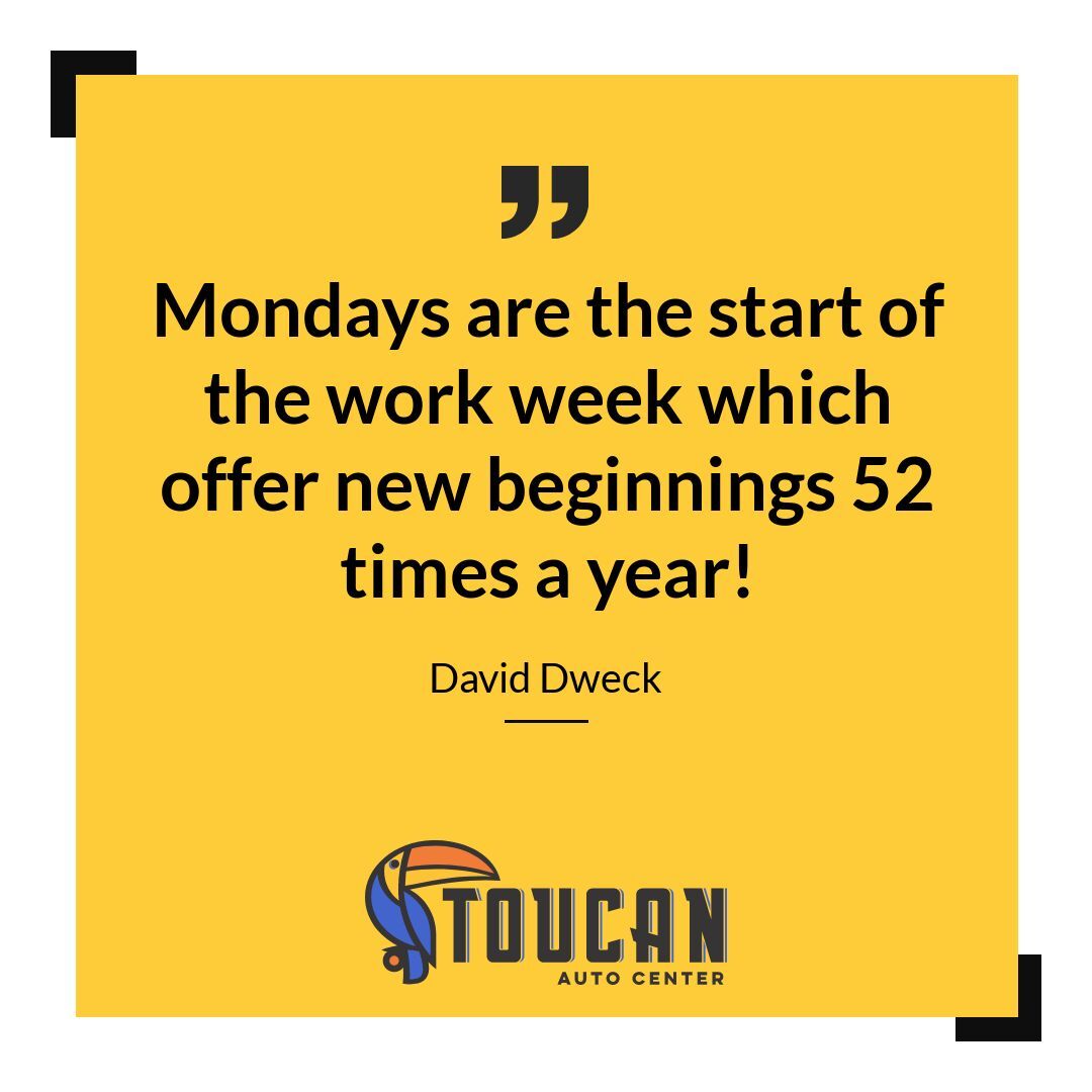 ToucanAuto's tweet photo. #Wishing you a #happymonday!
Give yourself a go towards your weekly #success plan. #motivation #quotemotivation
Toucan Auto Center
#autobodyshopsomerville #autobodyshop #autocollisionrepair #toucanautocenter #carrepair #bodywork #autobodywork #autobody #paintjob https://t.co/ty4Jc6W5p6