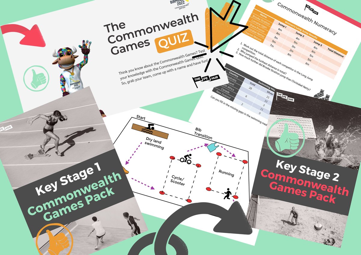 ThePEhub's tweet photo. We are delighted to share that we have created a Commonwealth Games pack to help you bring this exciting event to life. Included in the pack are;
-8 brand news lessons for KS1 and KS2
-A ready-to-use PowerPoint presentation
-A fun Commonwealth Games Quiz
-And much more 🤗
#B2022 https://t.co/p8wAKUQ46D