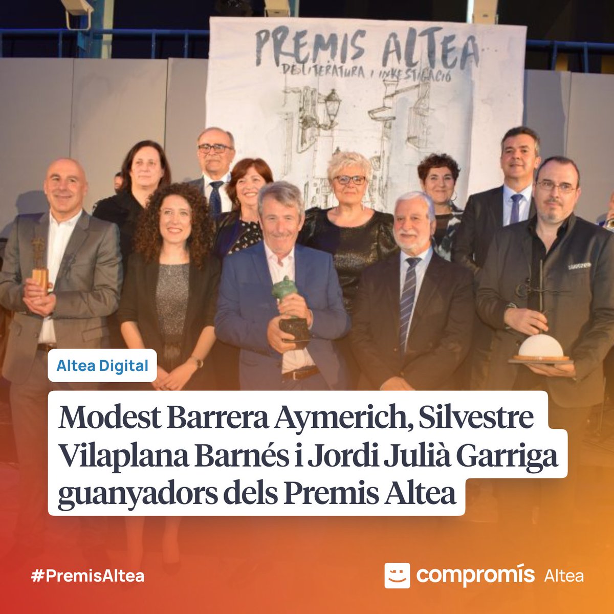 🟠 🏅 Dissabte passat es va celebrar una nova edició dels Premis Altea de literatura i investigació. Enhorabona als guanyadors! 👏🏻

ℹ️ comprom.is/premis_Altea_2… 

#PremisAltea #Cultura #Altea