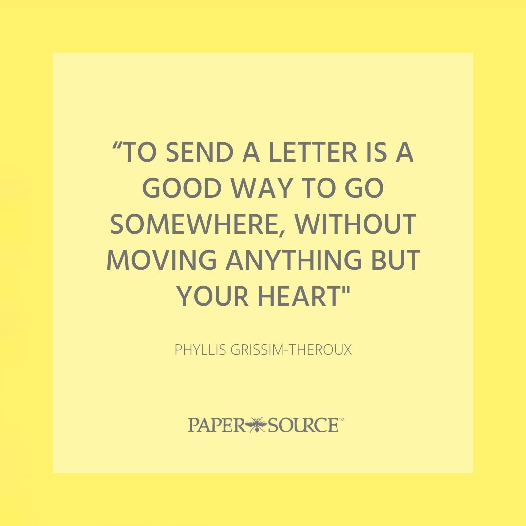 Paper_Source's tweet photo. We couldn’t agree more. How beautiful is this quote about letter writing?
#papersource #letterwritingmonth #cardmonth #snailmail #penpals #letters #handwrittennotes #getmail #usps #loveletters #intention https://t.co/gUMtQDFP7A