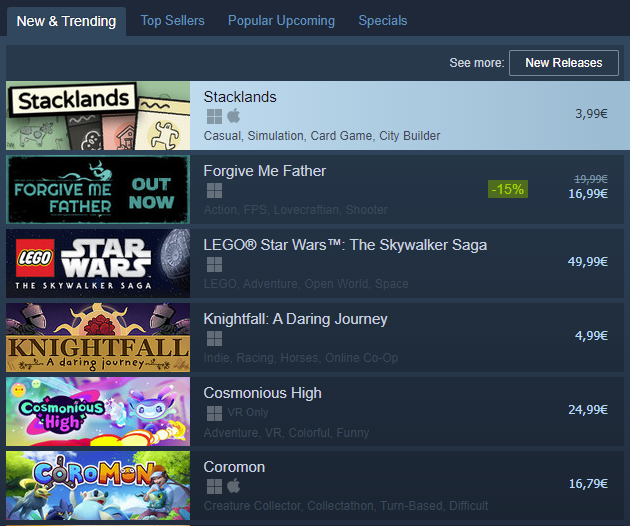 sokpopco's tweet photo. Dear games press, streamers and content creators: if you'd like to try out Stacklands we'll be happy to send you a key!

Stacklands is a card-based village builder. It has been on top of 'New &amp; Trending' on the Steam front page since it launched last Friday!

Our DMs are open! https://t.co/HaSYWRNNGo