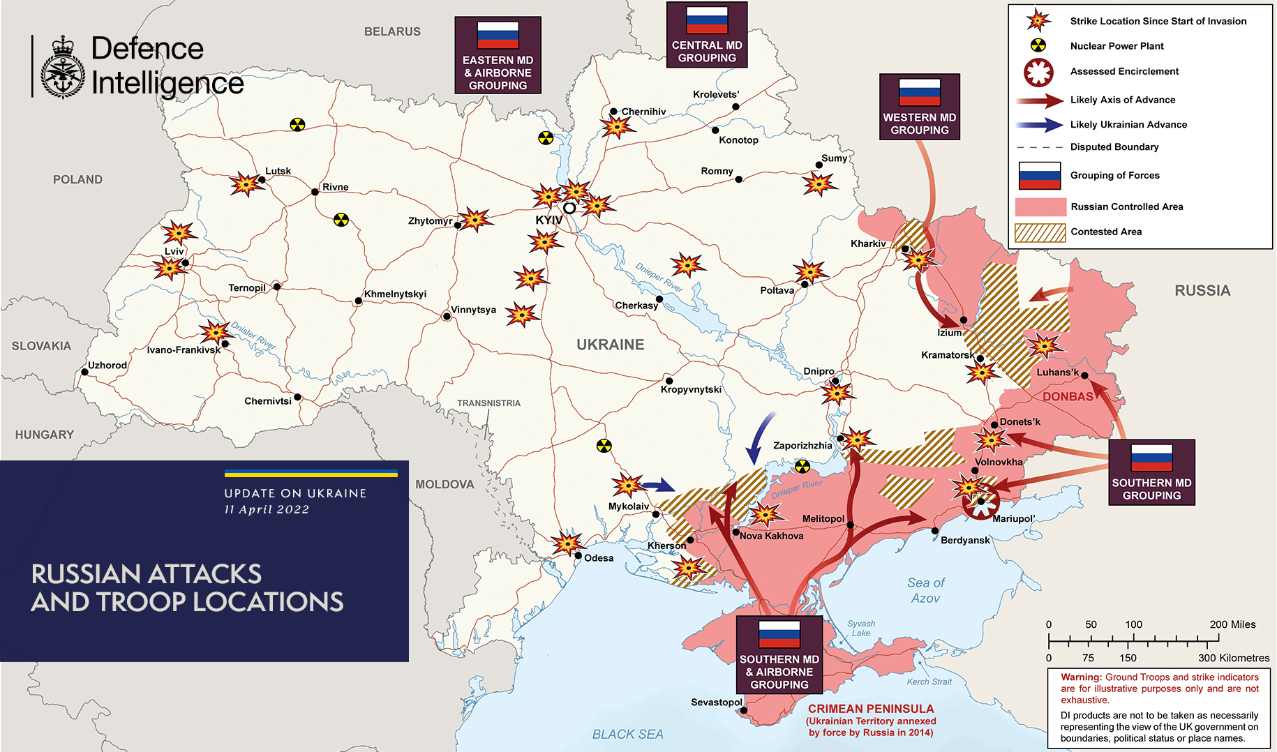 Russian attacks and troop locations map 11/04/22