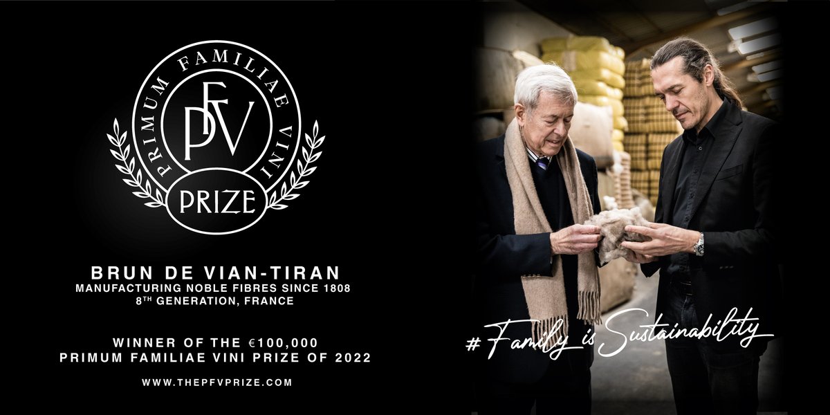 The Primum Familiae Vini are pleased to announce that the jury has selected an independent eight-generation family-owned silk and wool manufacturer in France – Brun de Vian-Tiran - as the winner of the €100,000 PFV Prize of 2022.@brundeviantiran  #PFV #PrimumFamiliaeVini