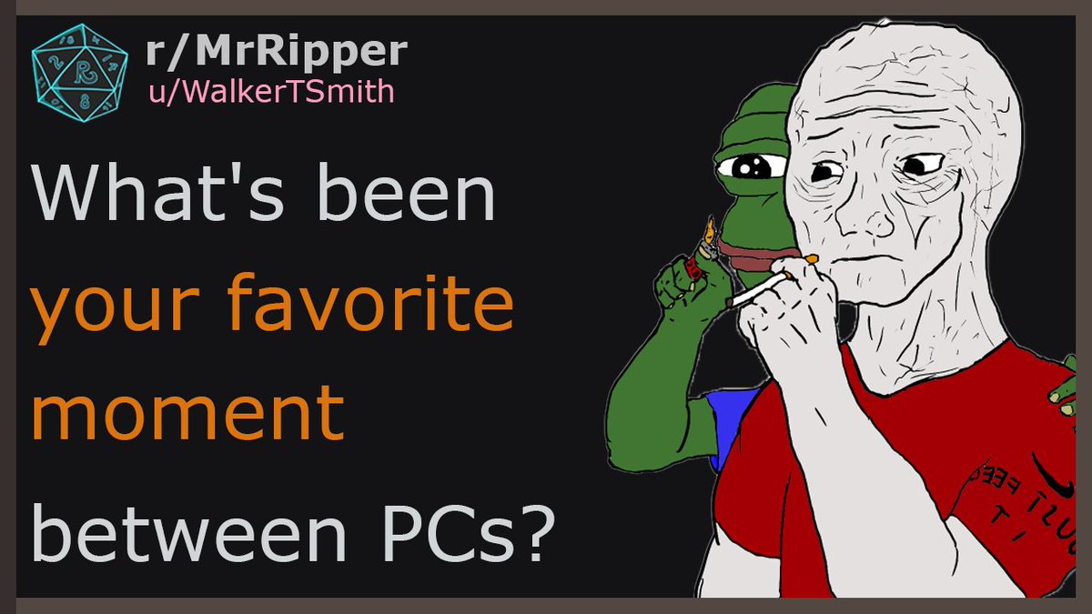 MrRipperYT1's tweet photo. What's been your favorite moment between PCs?

https://t.co/jDBJSzh96R

@BrianVaughnVA

#dungeonsanddragons #DnD #dnd5estories https://t.co/7JMXBDYo7V