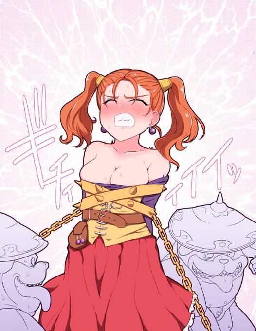 ワンダーフールの首輪にしめつけられるゼシカ 