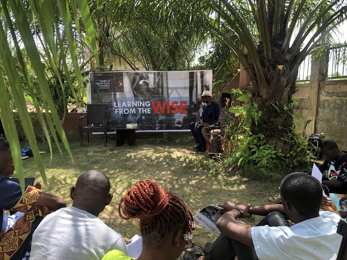 NnimmoB's tweet photo. Learning from the Wise with King Bubaraye Dakolo, author of The Riddle of the Oil Thief. Ekpetiema Kingdom, Bayelsa State. 
#PropellingTheTransition #EarthWisdom @EcoHomef https://t.co/wFXzkxWyvO