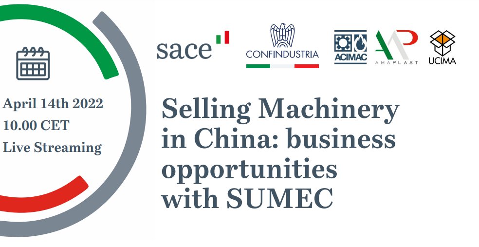 ConfindustriaUd's tweet photo. 🗓️Giovedì 14 aprile ⏰10.00

"Selling Machinery in #China: business opportunities with  #SUMEC"

#Webinar organizzato da @SACEgroup, @Confindustria, #ACIMAC, @AMP_Amaplast e @UCIMAorg per presentare le nuove opportunità in #Cina

Info e iscrizioni⤵️
https://t.co/cYz1I31vQK https://t.co/acIojM579g