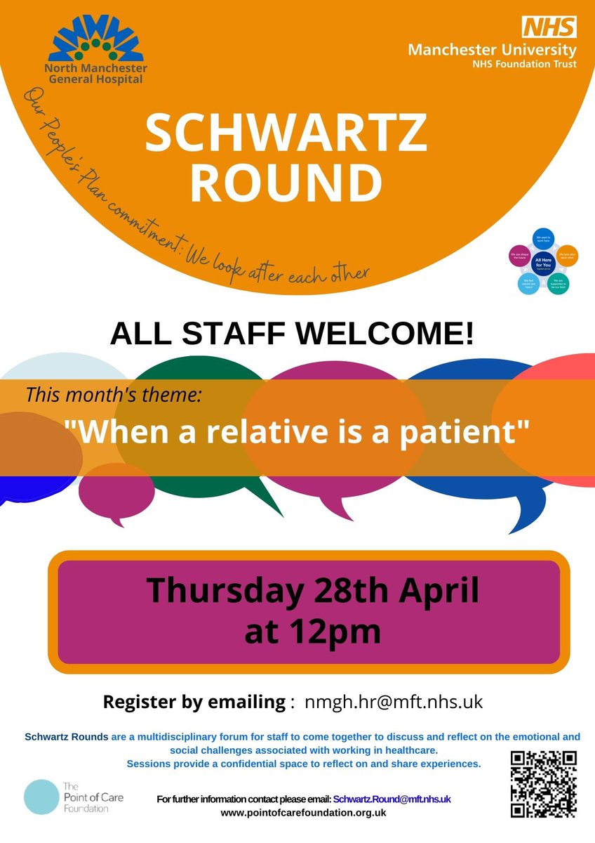 MDLFNMGH's tweet photo. Next #Schwartz round at @NorthMcrGH_NHS - looks to be another really thought-provoking topic! https://t.co/bDRz59UTPN