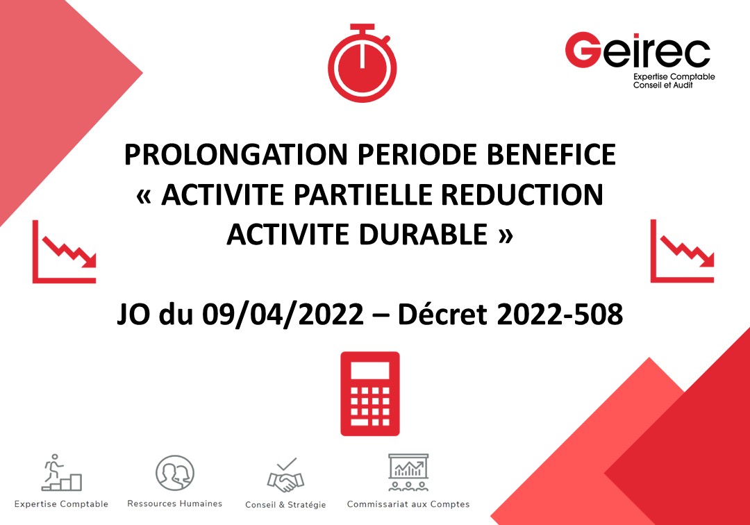 GEIREC SAS (@sasgeirec) on Twitter photo đ° Prolongation ActivitĂ© Partielle : rĂ©duction activitĂ© durable đ°
Prolongation de 12 mois du dispositif dâactivitĂ© partielle en cas de rĂ©duction dâactivitĂ© durable, dans la limite de 36 mois, consĂ©cutifs ou non, sur une pĂ©riode de rĂ©fĂ©rence de 48 mois consĂ©cutifs.
<a href="/SasGeirec/">GEIREC SAS</a> đ° Prolongation ActivitĂ© Partielle : rĂ©duction activitĂ© durable đ°
Prolongation de 12 mois du dispositif dâactivitĂ© partielle en cas de rĂ©duction dâactivitĂ© durable, dans la limite de 36 mois, consĂ©cutifs ou non, sur une pĂ©riode de rĂ©fĂ©rence de 48 mois consĂ©cutifs.
<a href="/SasGeirec/">GEIREC SAS</a>