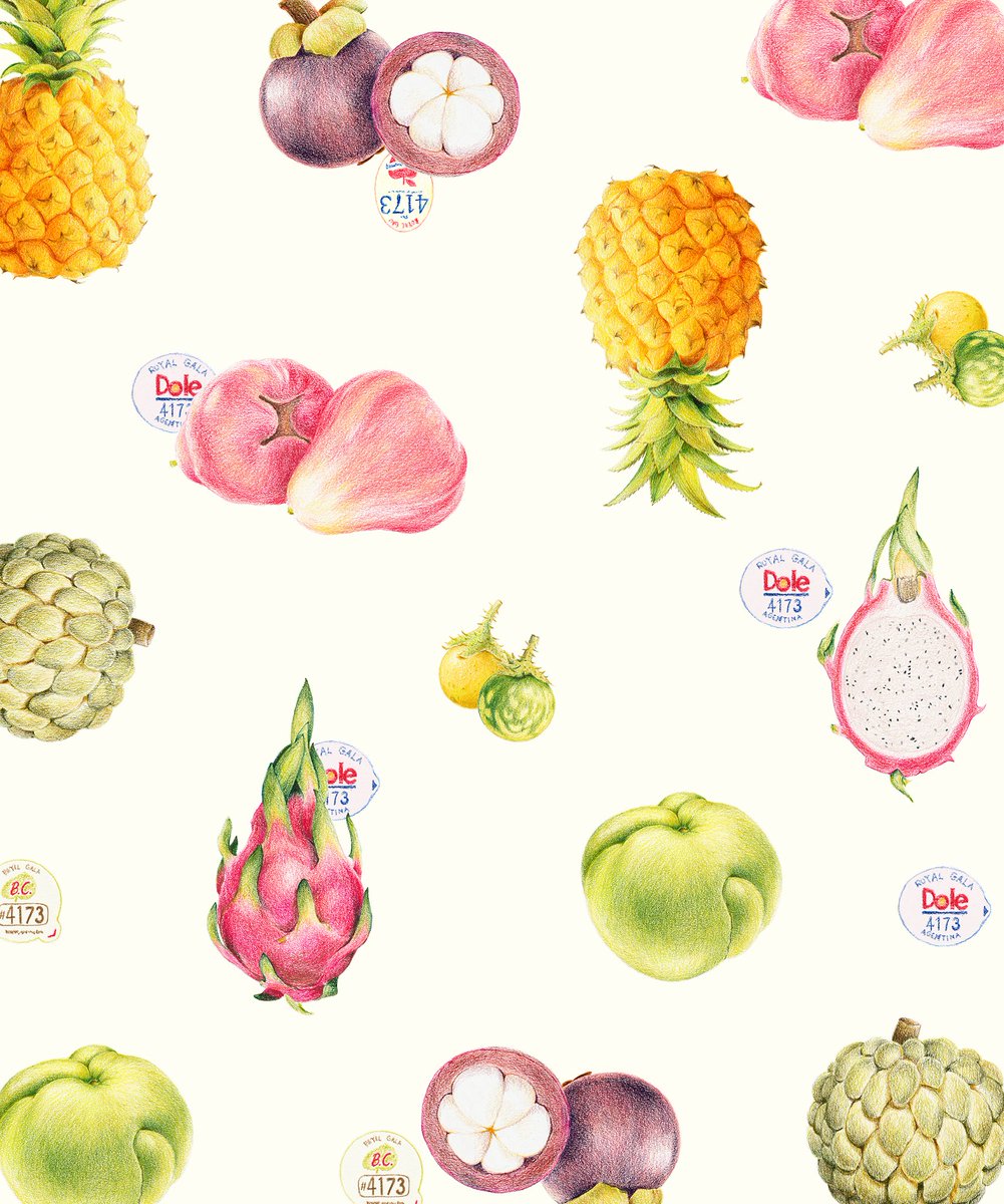 emmacreats's tweet photo. This is a fruit pattern I did for healthy diet promotion. 
#illustration #fruits #colorpencil #art https://t.co/88RrNj7QfD