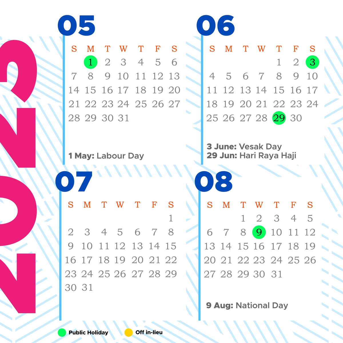 govsingapore's tweet photo. Look forward to SIX long weekends in 2023! 🎉 Will you be planning any holiday?