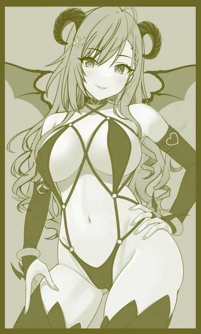 次のサキュバス化娘wip🦇🌸💚 