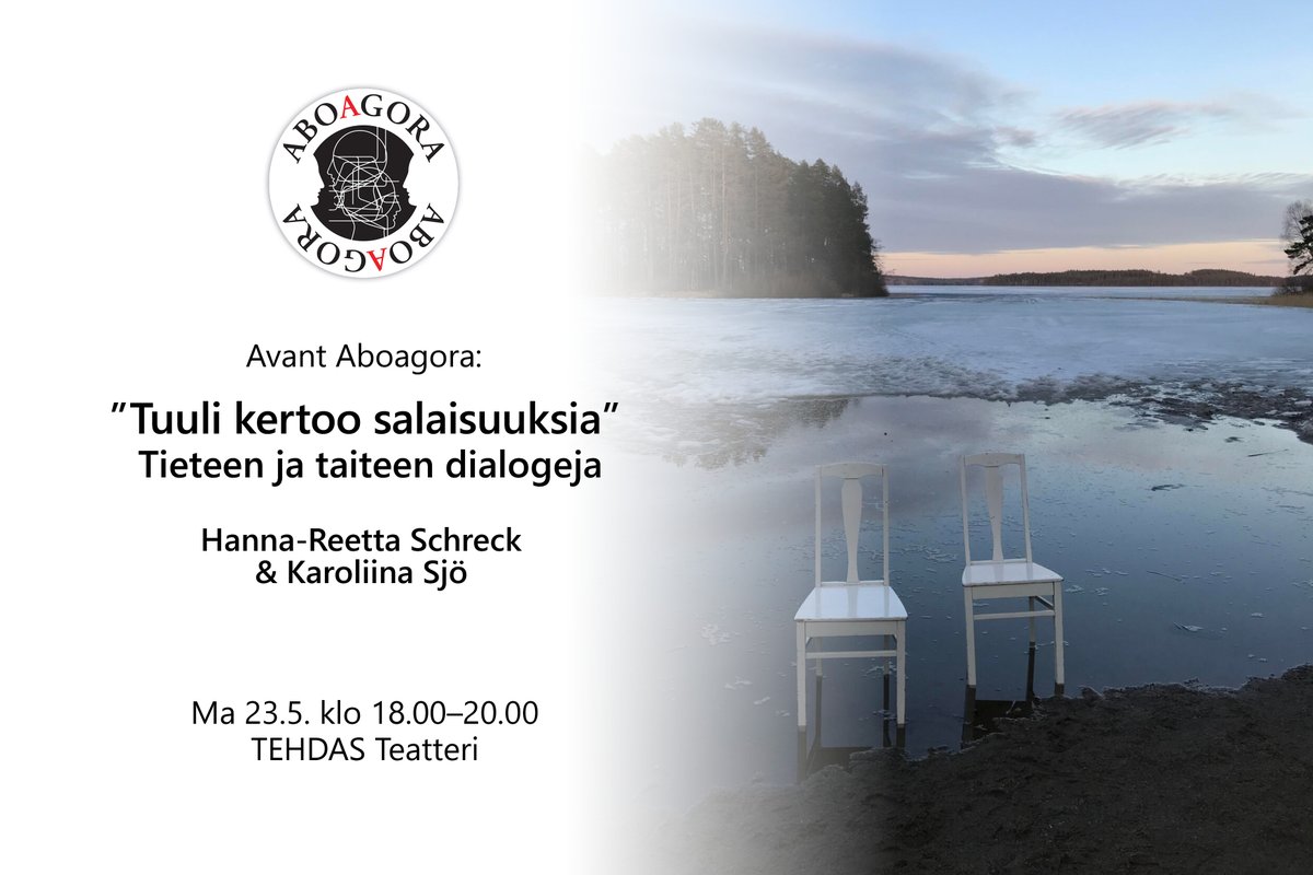 Aboagora-ennakkotapahtuma "Tuuli kertoo salaisuuksia" – Tieteen ja taiteen dialogeja 23.5. klo 18.00 <a href="/TEHDASteatteri/">TEHDAS Teatteri</a>. Vapaa pääsy!

<a href="/KaroliinaSjo/">Karoliina Sjö</a> &amp; Hanna-Reetta Schreck tarkastelevat tieteiden, taiteiden, menneen ja nykyhetken dialogeja sekä rajapintoja:
aboagora.fi/programme/avan…
