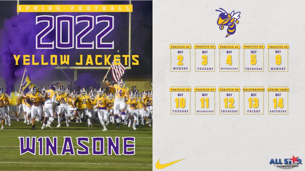 Denham Springs FB (@denhamspringsfb) on Twitter photo Spring Football starts in 3 weeks!
Here are the dates for our practices and spring game versus East Ascension.
Come out to any practice to support your Yellow Jackets.
<a href="/RobDeArmond/">Rob DeArmond</a> <a href="/DSHSJackets/">Denham Springs High</a> <a href="/dsjacketstv/">DSTV</a> <a href="/FambroughAdv/">.</a> <a href="/RecruitLouisian/">Recruit Louisiana™️</a> <a href="/allstarautoLA/">All Star Automotive</a>
#W1NasONE Spring Football starts in 3 weeks!
Here are the dates for our practices and spring game versus East Ascension.
Come out to any practice to support your Yellow Jackets.
<a href="/RobDeArmond/">Rob DeArmond</a> <a href="/DSHSJackets/">Denham Springs High</a> <a href="/dsjacketstv/">DSTV</a> <a href="/FambroughAdv/">.</a> <a href="/RecruitLouisian/">Recruit Louisiana™️</a> <a href="/allstarautoLA/">All Star Automotive</a>
#W1NasONE
