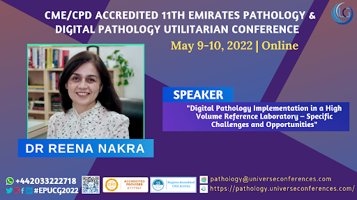PathologyExper1's tweet image. Speech by Dr. Reena Nakra on "Digital Pathology Implementation in a High Volume Reference Laboratory " at the CME/CPD accredited 11EPUCG2022 on May 09-10, 2022, Online
You can access the live presentation by registering here  pathology.universeconferences.com/registration/   

#digitalpathology #patholo