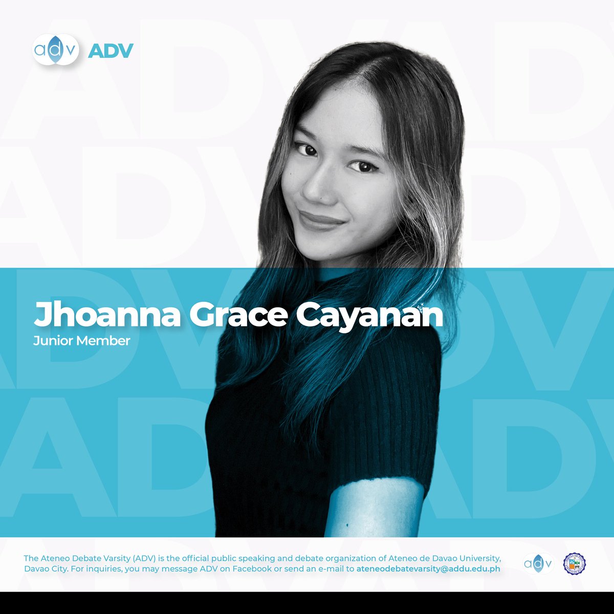 ateneodebatevar's tweet photo. Check out Jhoanna's ADV story! Start your own amazing journey with us by signing up to our Summer Recruitment Program.
Sign up here: https://t.co/Af3znT262Y
Registration closes on April 22.
#ThinkInBlue https://t.co/tiD6bJ5mso