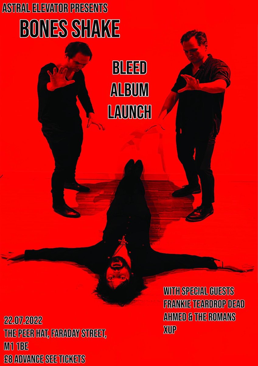 Due to unforeseen circumstances the <a href="/Bonesshake/">Bones Shake</a> album launch has now moved to 22 July - with <a href="/FTeardropDead/">FrankieTeardropDead</a> Ahmed &amp; the Romans, <a href="/xupmusic/">XUP</a> and added <a href="/ShakeAppealClub/">Shake Appeal Club</a> after 🔥🖤 only 3 early bird tickets left <a href="/seetickets/">See Tickets</a>