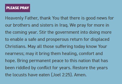 IBCBukitIndah's tweet photo. This week we are praying for the #Iraq, number 14 on the #OpenDoors #WorldWatchList for #PersecutedChristians.
#Prayer for the #Worldwide #Church.
https://t.co/K4wrx4hsMb https://t.co/89hwSvhD9N