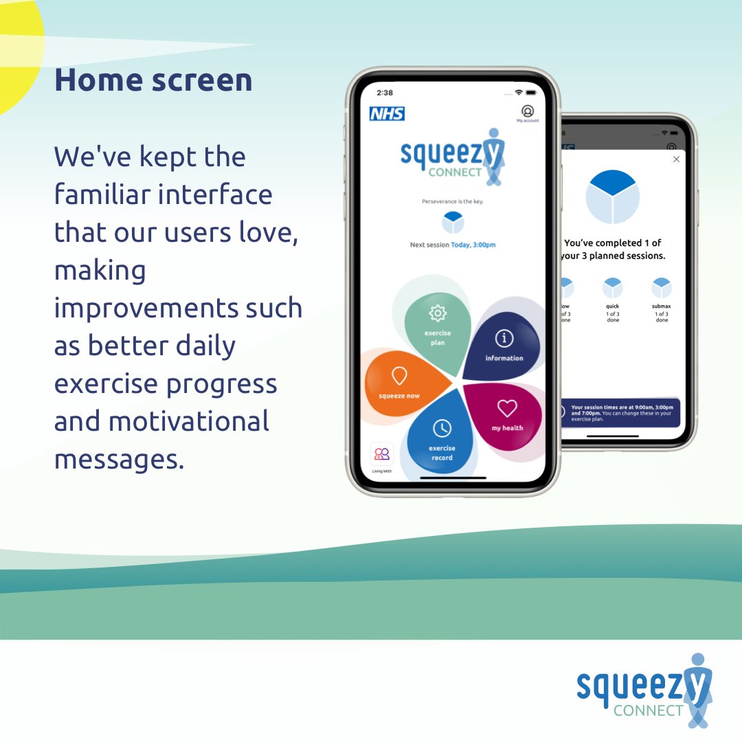 LivingWithapp's tweet image. SqueezyCX is getting a spring update🌷🌻- Introducing Squeezy Connect! In the next two weeks, patients using Squeezy with their Pelvic Health team will receive the upgrade to Squeezy Connect. See screenshots below for the exciting changes coming👀. More info in your emails!