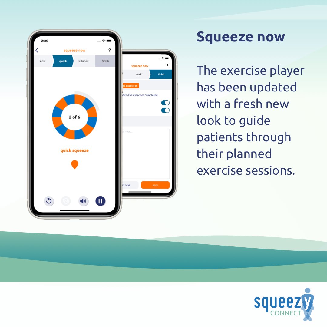 SqueezyCX is getting a spring update🌷🌻- Introducing Squeezy Connect! In the next two weeks, patients using Squeezy with their Pelvic Health team will receive the upgrade to Squeezy Connect. See screenshots below for the exciting changes coming👀. More info in your emails!