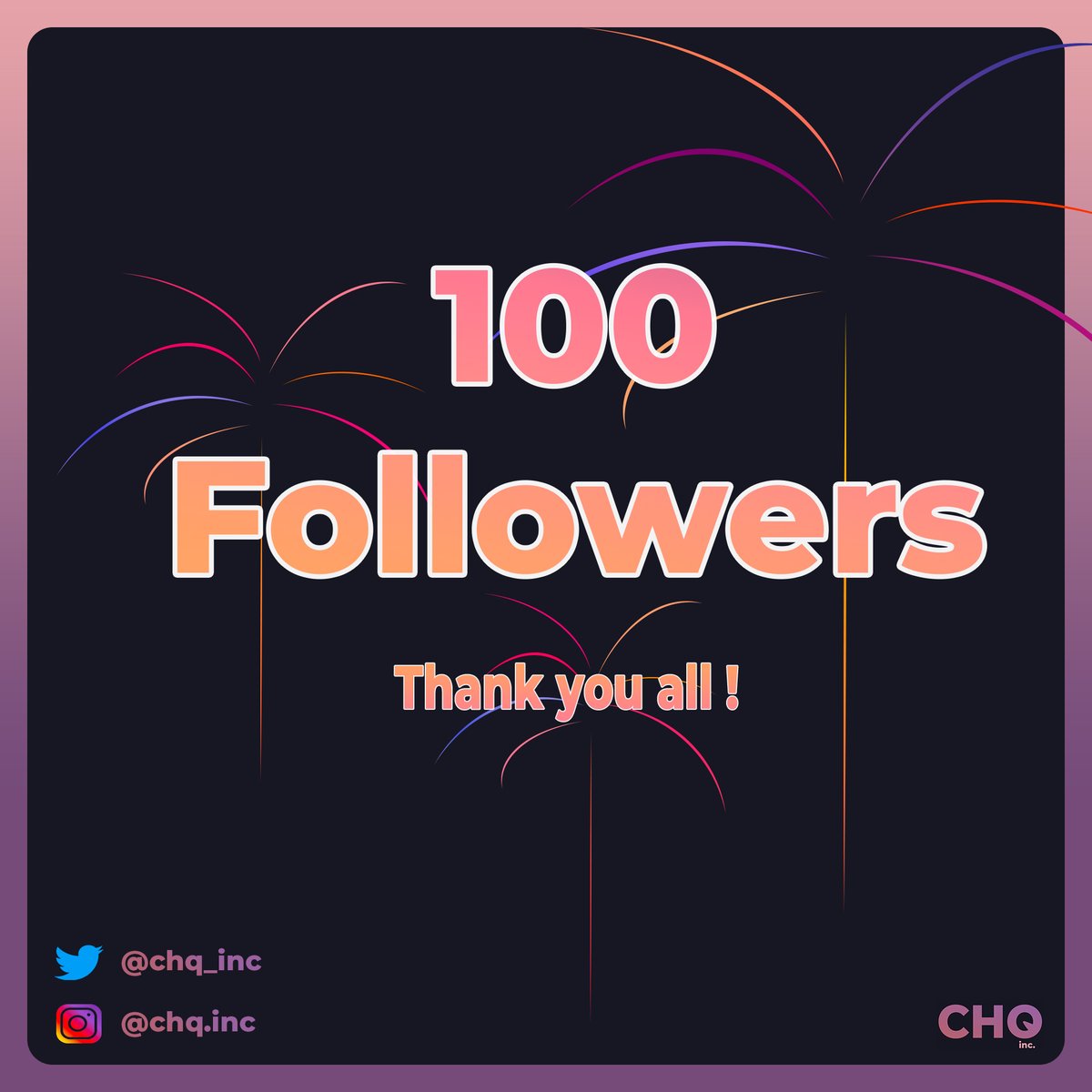 chq_inc's tweet photo. 100 Followers goal achieved 🎆
Thank you all 🔥

#FolloForFolloBack #follo4folloback #followersgoal #chq #cryptocurrency #cryptocurrencies #Cryptos #CryptocurrencyNews #NFT #NFTCommunity #NFTs #Bitcoin #Bitcoin2022 #BTC #ether #EthereumNFTs #NewNFTProfilePic #Financial https://t.co/fRjjq1up0D