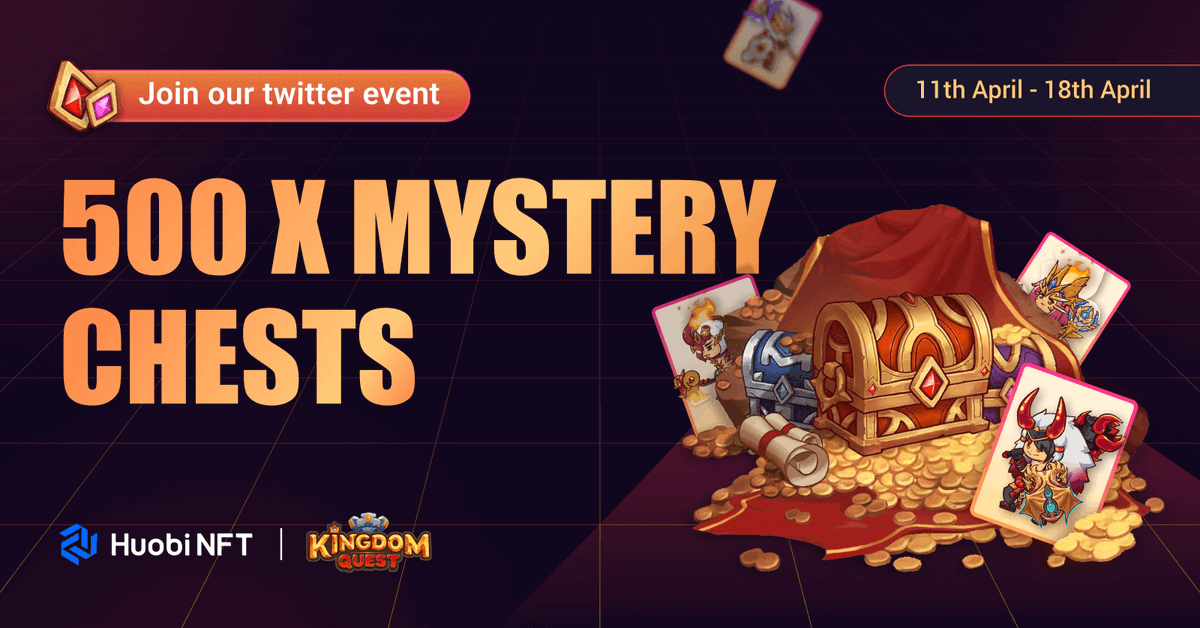 😜Join Twitter event to win 500 Mystery Chests

🎁 Reward: 500 NFT Heroes Chest for 500 lucky participants chosen by random.

Join 👇
gleam.io/B0wDR/huobi-nf…