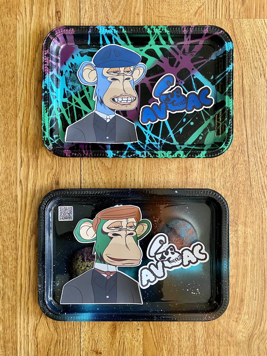 OutThereArtNFT's tweet photo. Just bought these Apes on Fridayโฆstarted on Merch Saturdayโฆjust in time for 4/20!!!
๐๐ Message me if you want custom merch for your NFTโs.
@AtlanticApes ๐๐๐
#nft #nftmerch #avac #atlanticapes #discord #customtray #nftcollector #merch #420friendly #smoker https://t.co/oh8MGs7s4J