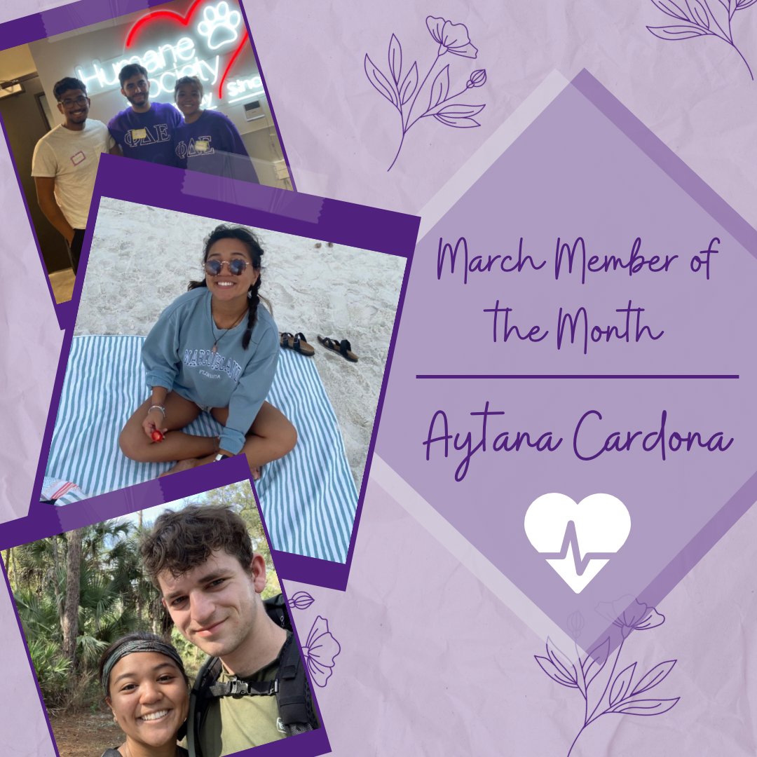 USFPhiDE's tweet photo. Congrats to our March Member of the Month, Aytana Cardona!
Aytana is a first-year pursuing concurrent degrees in Cell and Molecular Biology and Psychology and is a proud member of the Pi class. Thank you for being an awesome member of PhiDE! https://t.co/kuXVm0ALyX