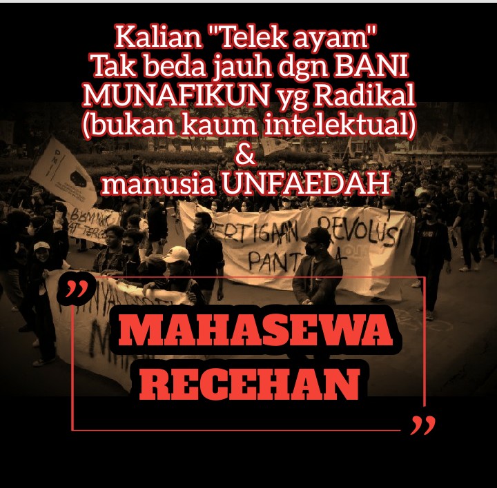 Kalian "Preman" demokrasi  terbodoh &amp; munafikun.
Kalian hanyalah calon2 "perusak" akhlak &amp; intelektualitas generasi bangsa.
#SayaBersamaJokowi 
#TolakMahasewaRecehan
#TolakBaniMunafkunRadikal
<a href="/__wantaNKRI/">🇮🇩INA🇮🇩 HITAM-PUTIH GP</a> <a href="/cagubnyinyir2/">SONTOLOYO</a> @__Bungs <a href="/bung/">bung</a> @_Lin_Apr1lia <a href="/Bunda_Rose_52/">Bunda Rose 🇲🇨🇲🇨</a> <a href="/__AnakKolong/">| A K |</a>