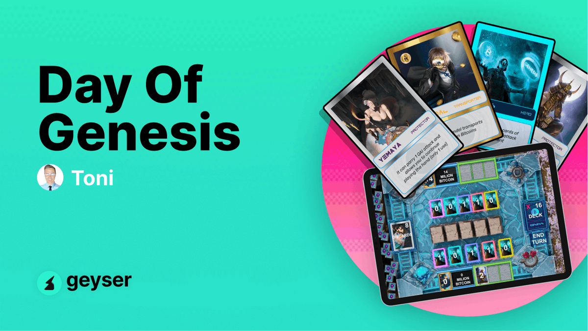 geyserfund's tweet photo. New Bitcoin game campaign is live on Geyser! 🕹

DAY OF GENESIS:

"A digital card game that is fun, and allows you to earn and learn about the principles, history and philosophy of Bitcoin."

by @tonimoral23 

https://t.co/ePLEdfUUbd https://t.co/uRgSo2MXUz