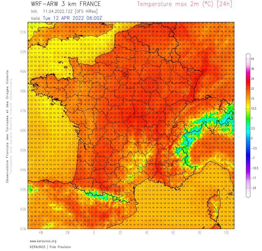 Il a parfois fait plus de 29°C dans les Pyrénées-Atlantiques ce lundi.
Demain mardi, il fera chaud en plaine d'Alsace et dans le centre avec localement près de 25°C. 