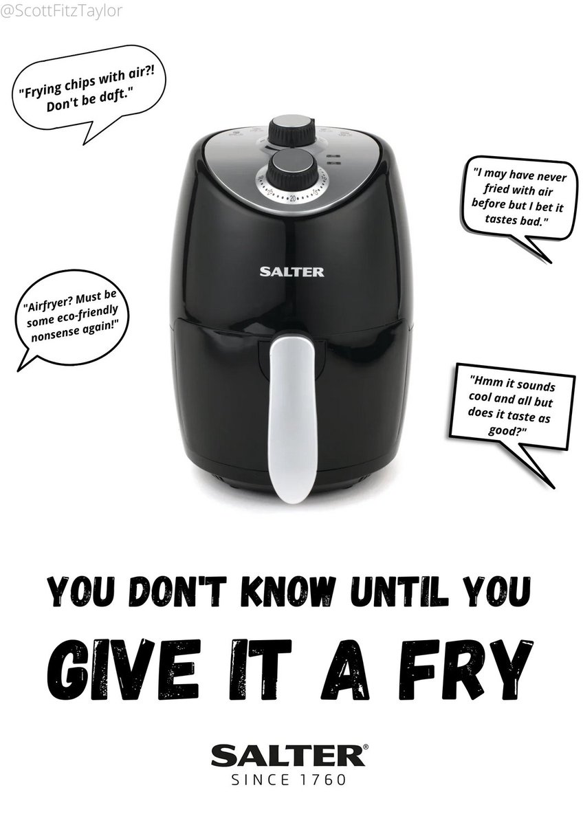 ScottFitzTaylor's tweet photo. Brief of the Day: Create posters to advertise #AirFryers. @OneMinuteBriefs https://t.co/WeN6l7Slqp
