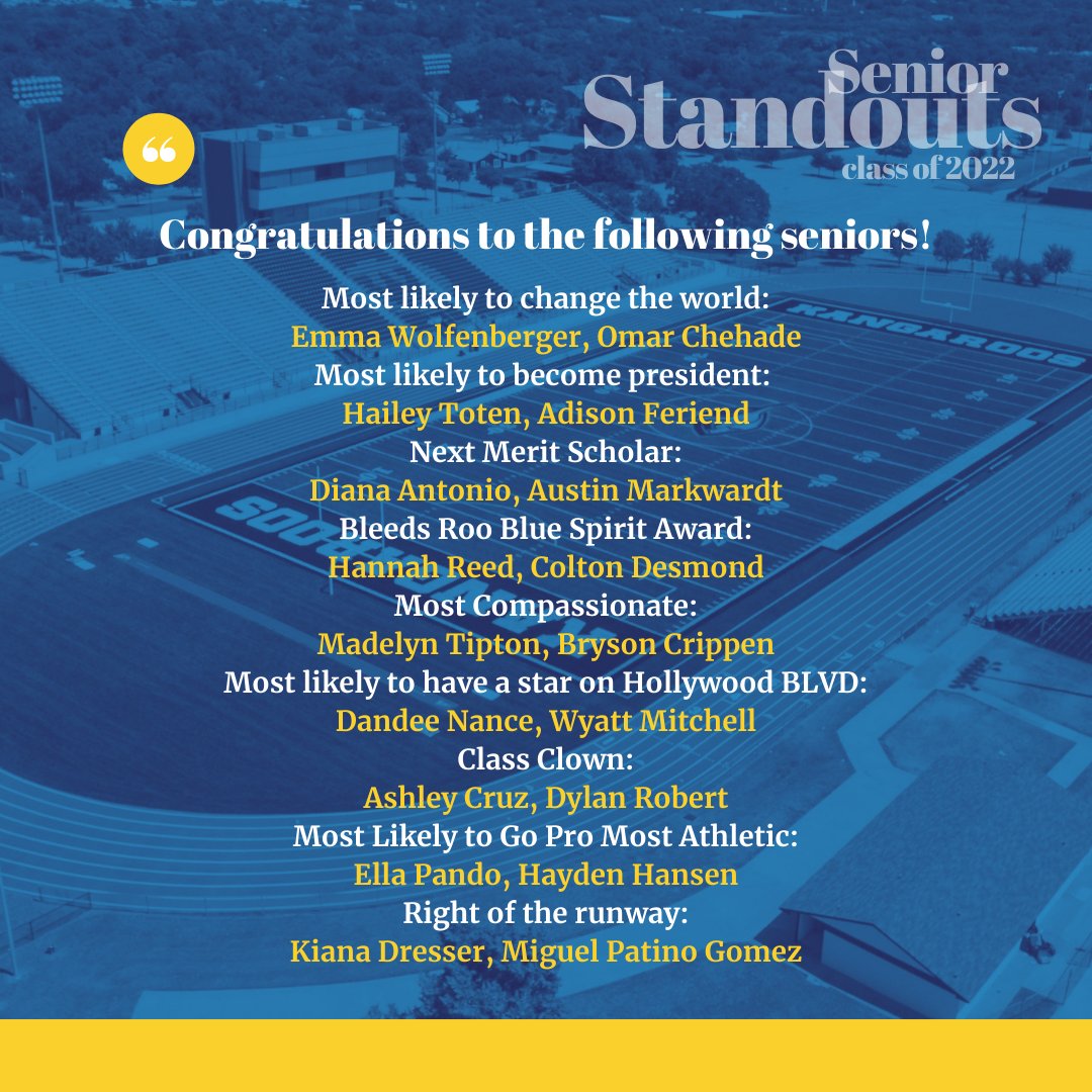 Congratulations Senior Standouts!