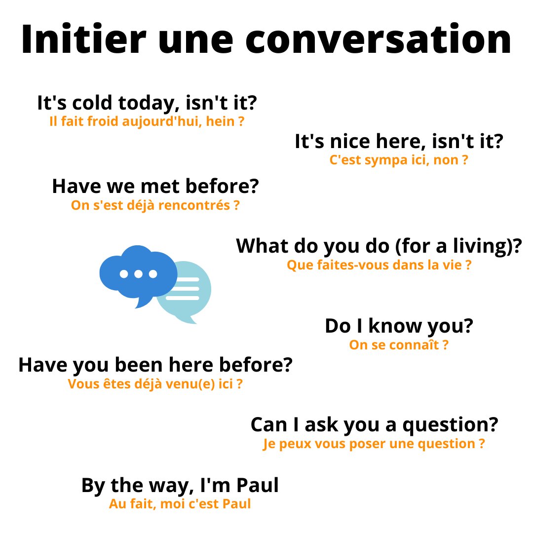 anglaisfrance's tweet photo. 👉 Quelques expressions pour initier une conversation en anglais.
#anglais #anglaisfrance #conversation #initier #recontre #bonjour #question #introduction https://t.co/6cqd3qz4vb