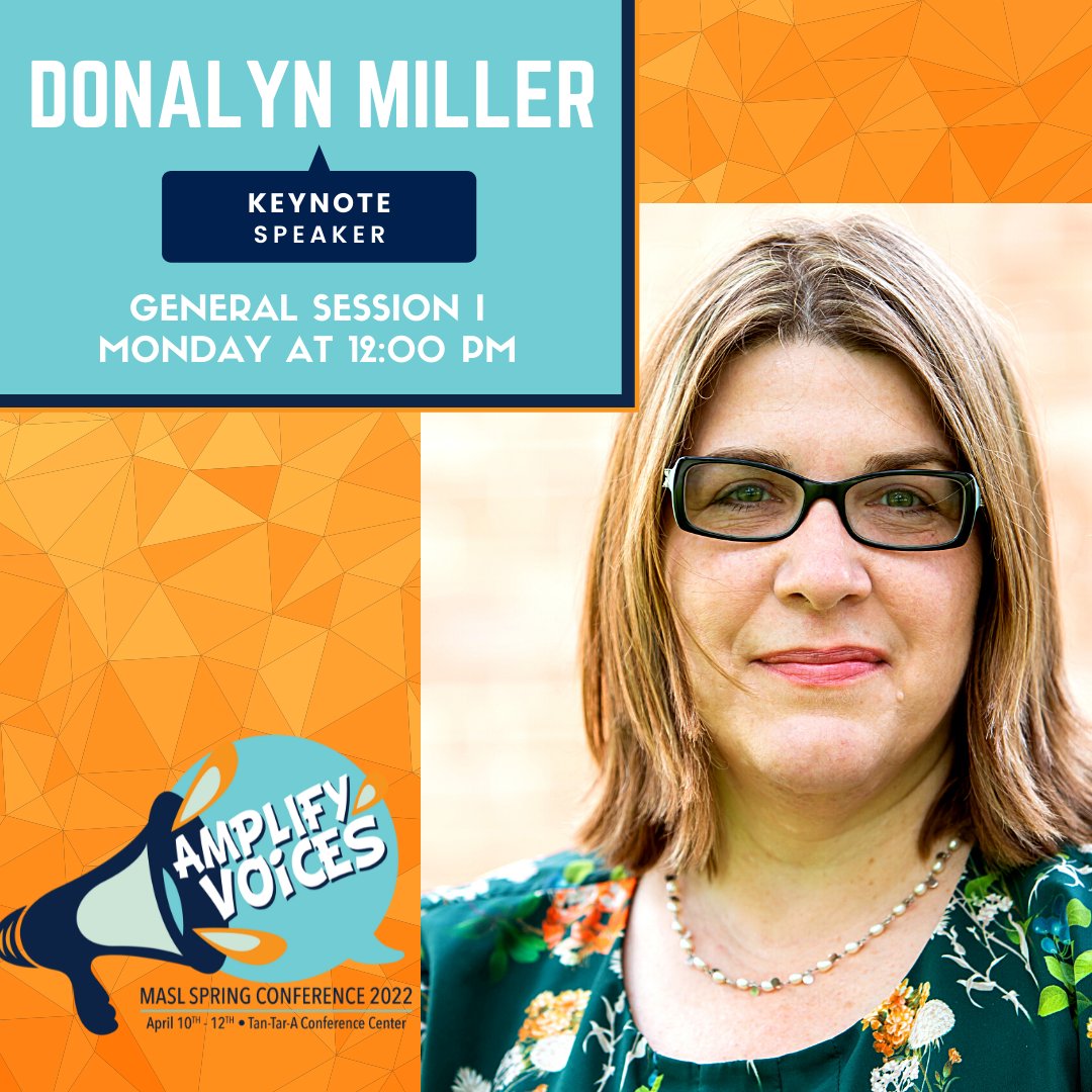 MASLOnline's tweet photo. Our first Keynote Speaker at #maslsc is the one and only Donalyn Miller - she will speak at 12 PM today during the Administrators' Luncheon in Paradise B/C. We can't wait! #maslsc https://t.co/tq6SFDirwy